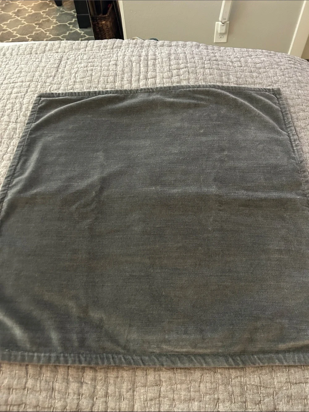 Set of 2 Pottery Barn 20” charcoal gray velvet pillow covers